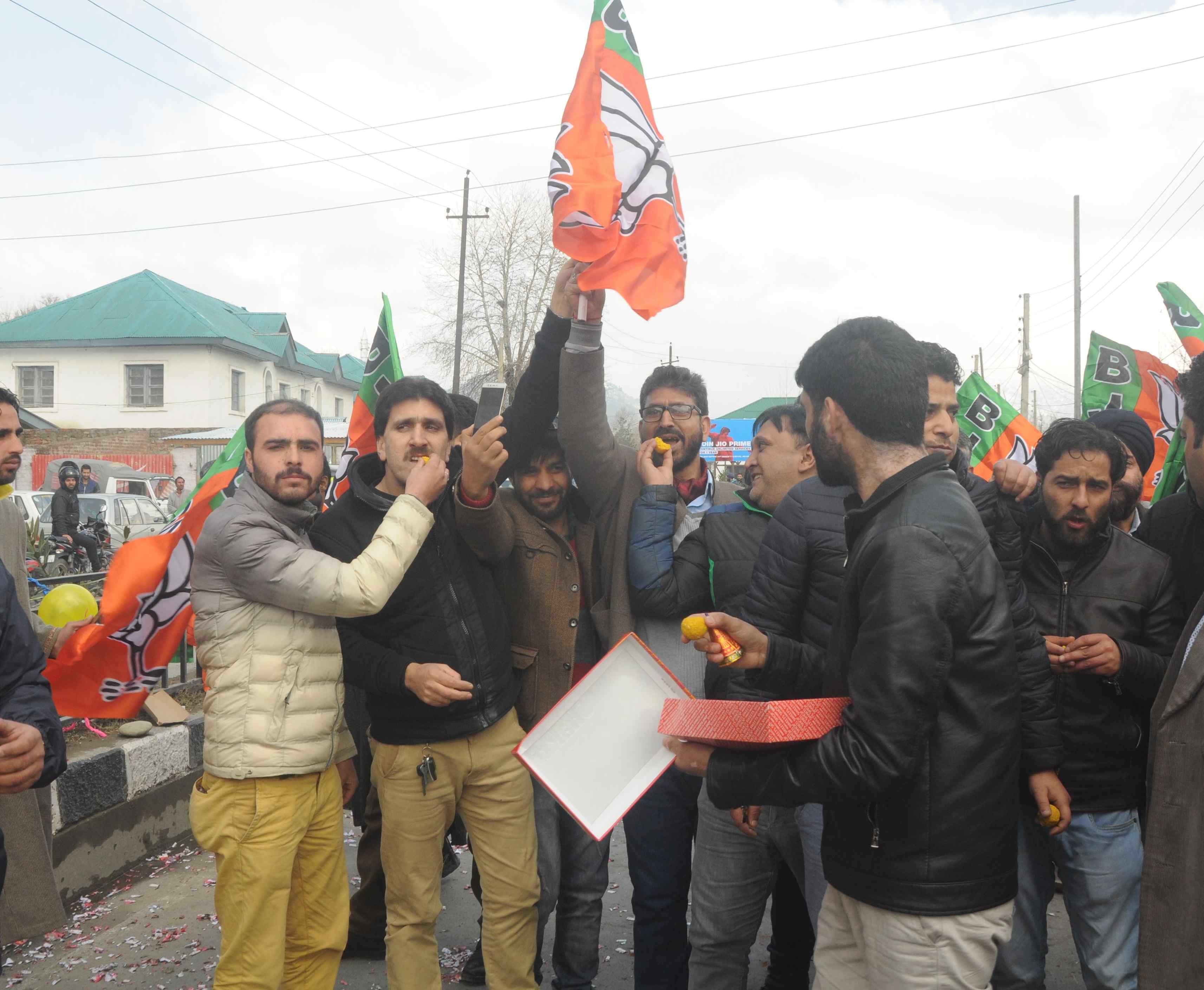 BJP victory celebration in kashmir valley