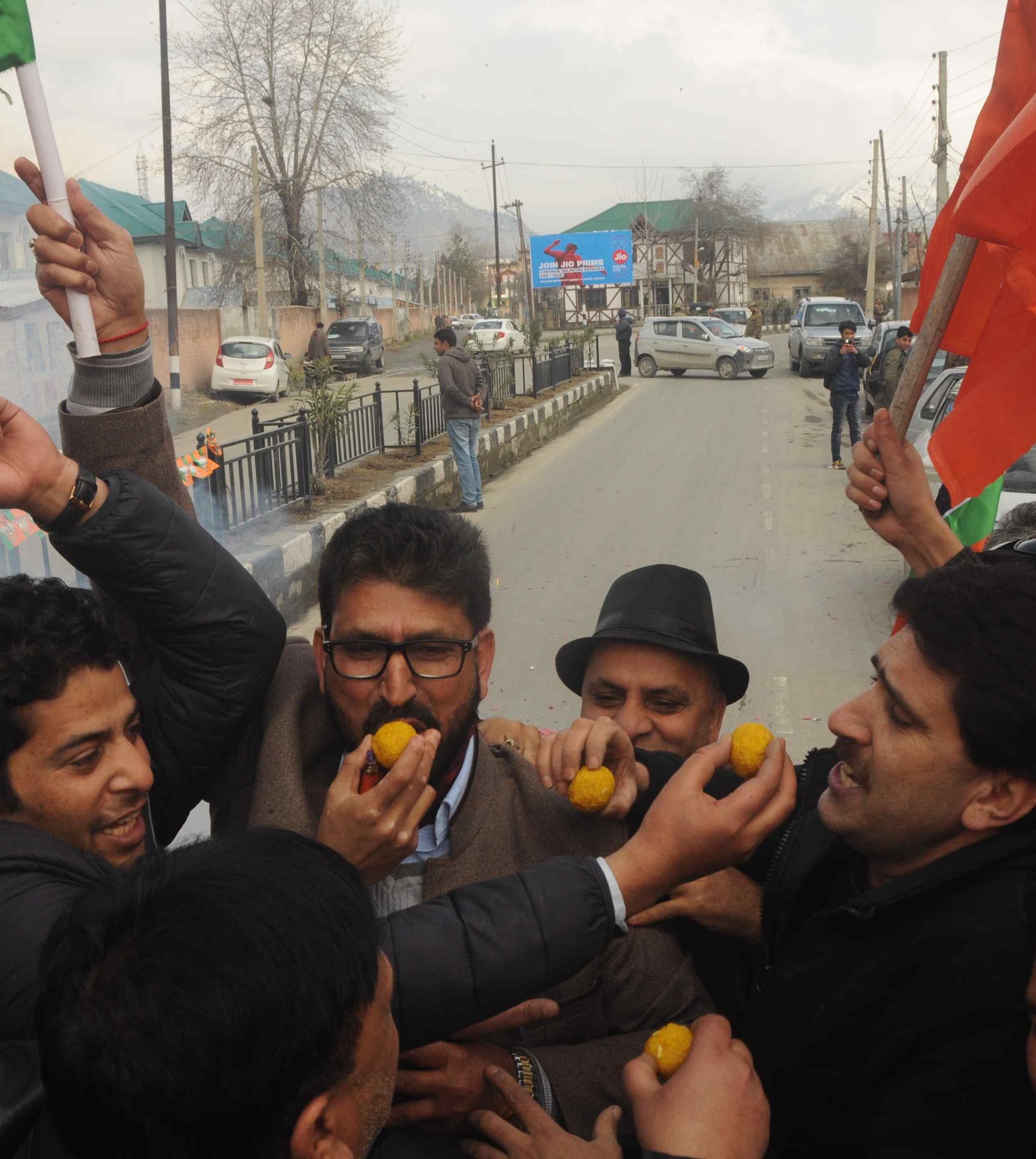 BJP victory celebration in kashmir valley