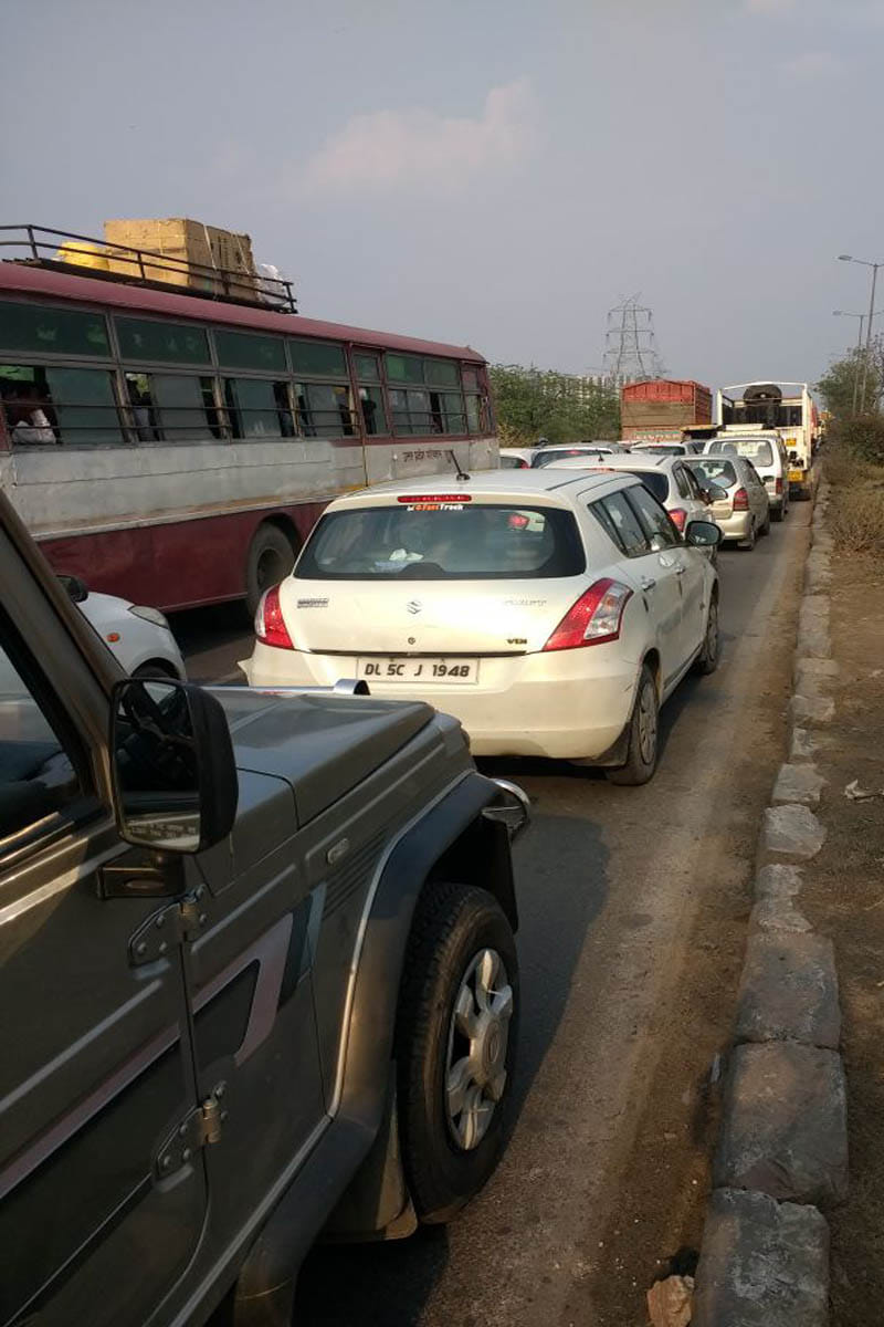 Due to the diversion, the jammed on NH-24