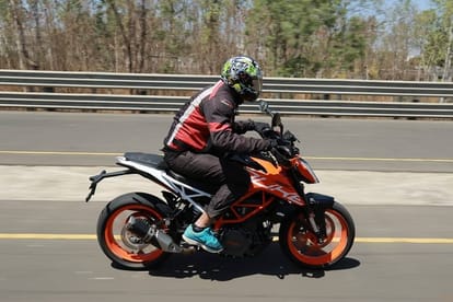 first test ride of KTM 390 Duke in pune test track