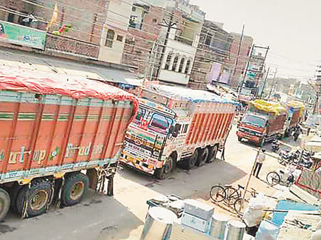 Sand trucks blocked roads