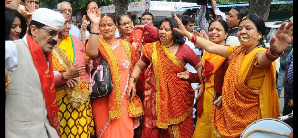 Women celebrate BJP's victory in Uttarakhand