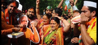 Women celebrate BJP's victory in Uttarakhand