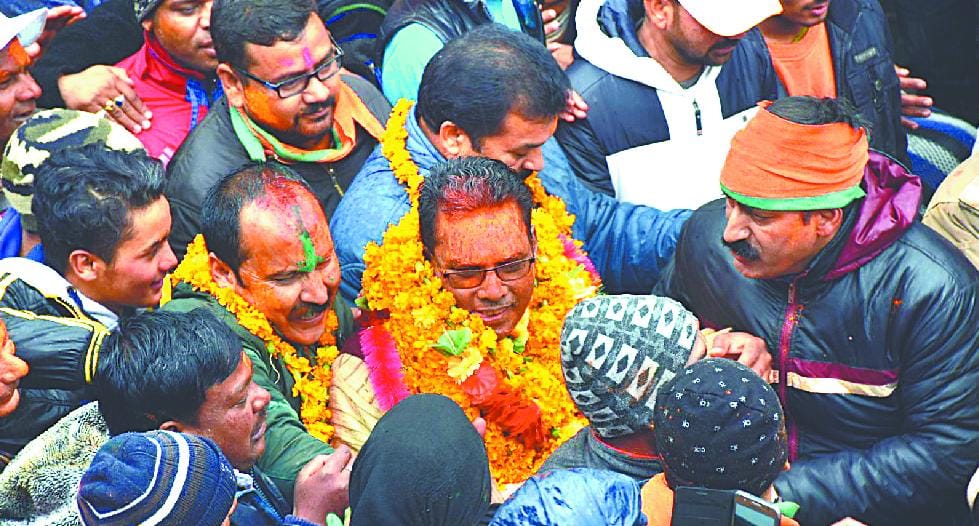Procession in support of winning candidates