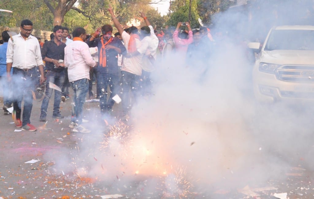 BJP members celeberated Holi and Diwali