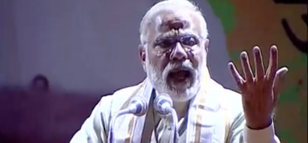 pm modi road show and first speech after victory of up and uttrakhand