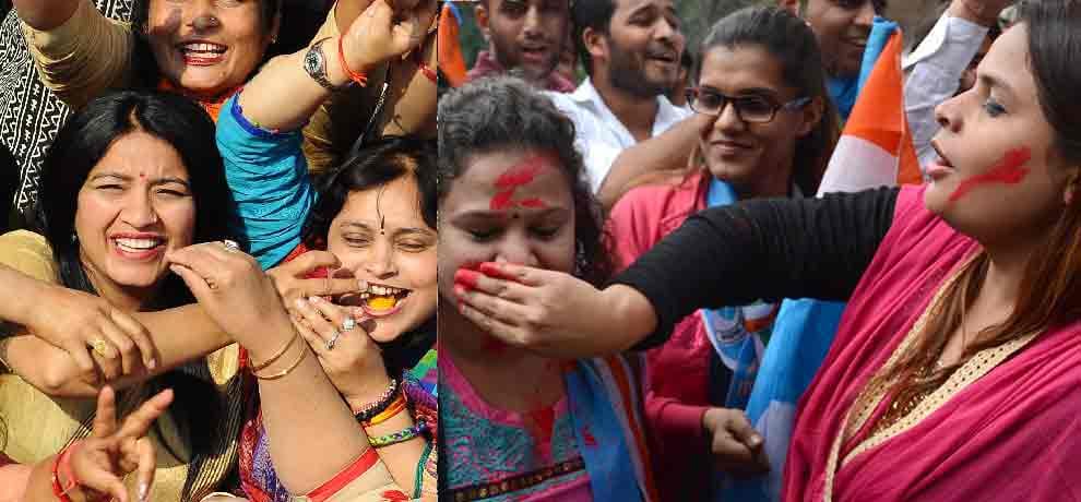 up election results and celebration in bjp office 