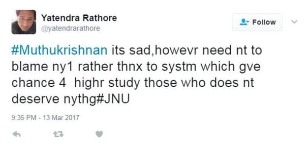 social media: 'Rohit Wemulah's death in JNU'