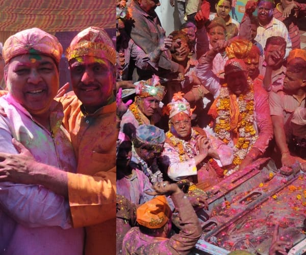  BJP leaders celebrate holi in Lucknow.
