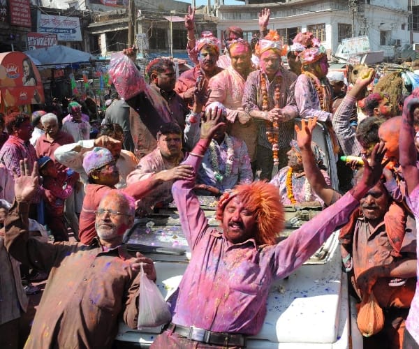  BJP leaders celebrate holi in Lucknow.