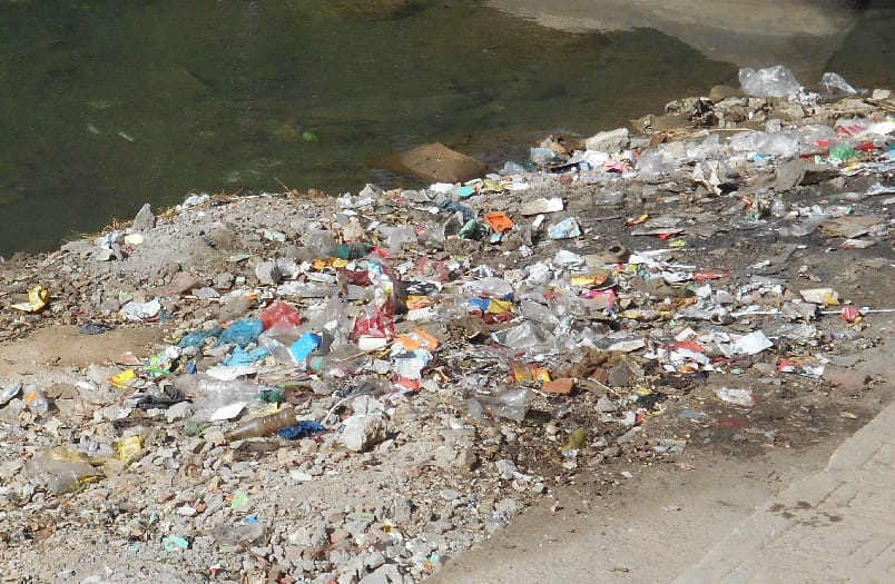 Pollution due to polyethylene from ground to water