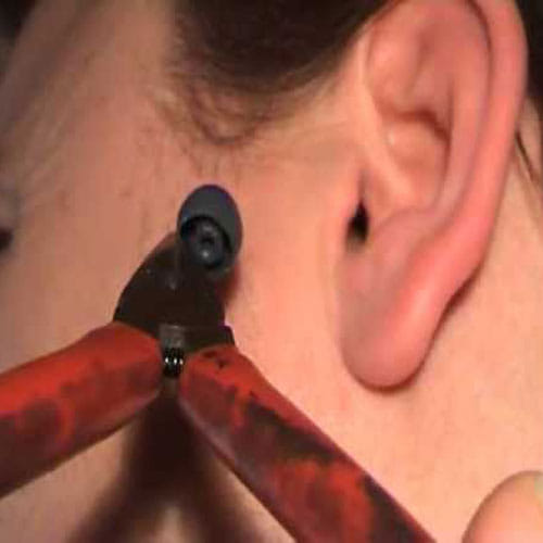 headphone damaged the shape of ears of a man