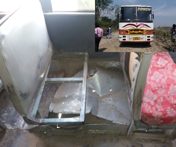  tyre burst of a running bus in sitapur.