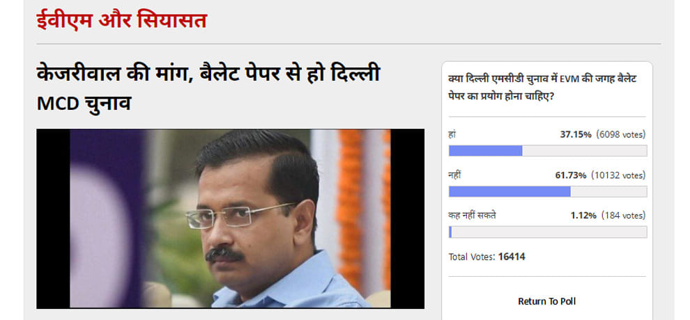 first day amar ujala poll result on EVM Politics 