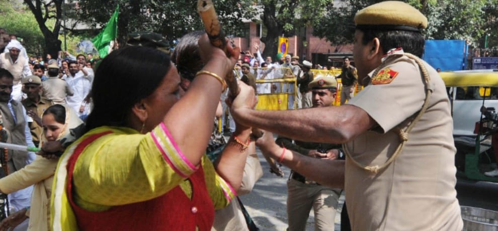 inlo, sansad march, lathicharge, delhi