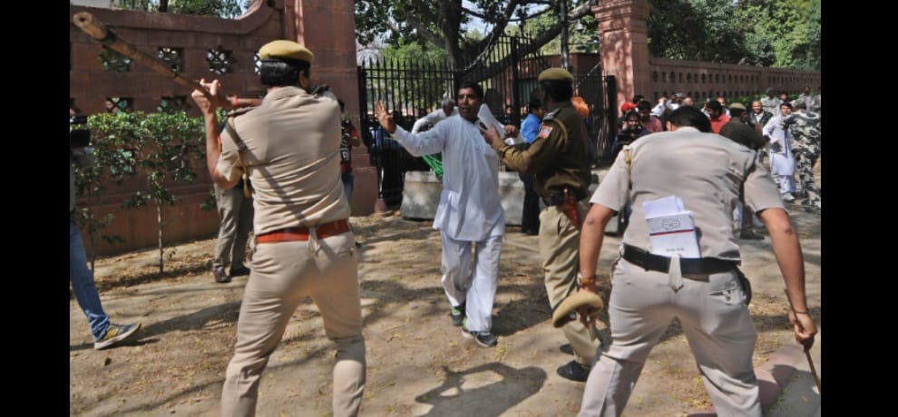 inlo, sansad march, lathicharge, delhi
