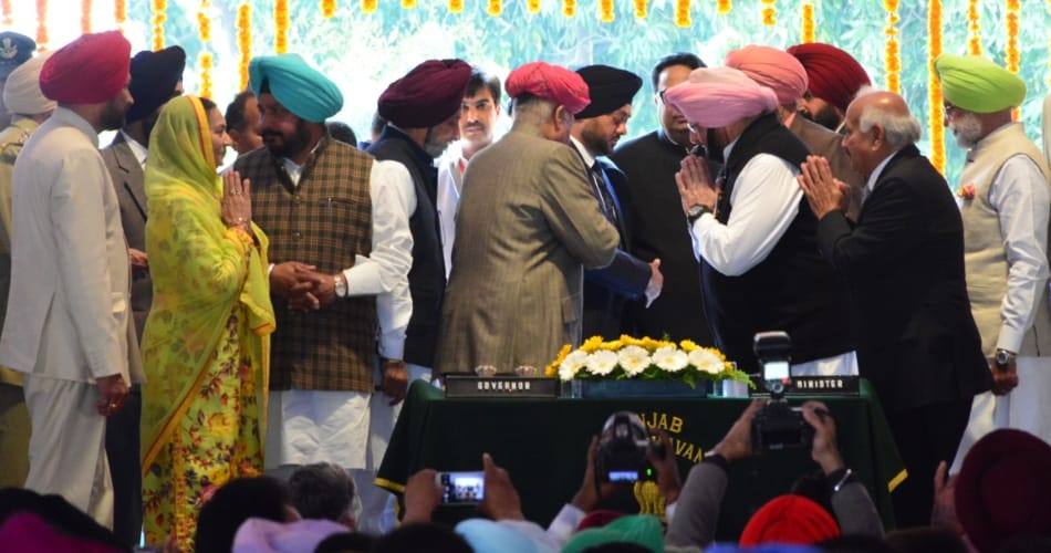 congress govt in punjab, captain amrinder singh is chief minister and 9 cabinet ministers