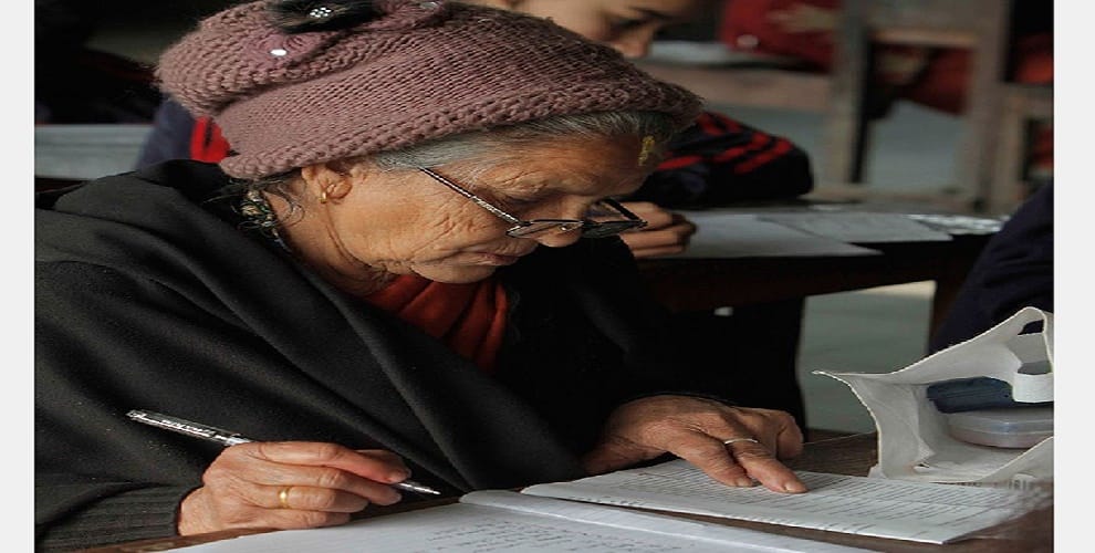 70 years old meethu attend Nepal's National Board Examination