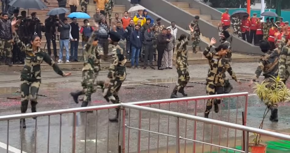 Punjabi Dance performance by BSF male female soldiers at Wagah Border viral on Youtube