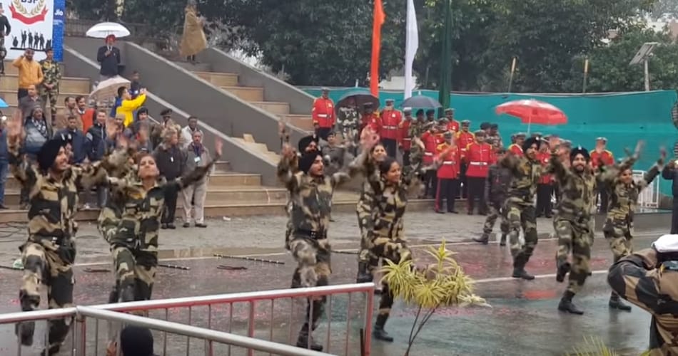 Punjabi Dance performance by BSF male female soldiers at Wagah Border viral on Youtube