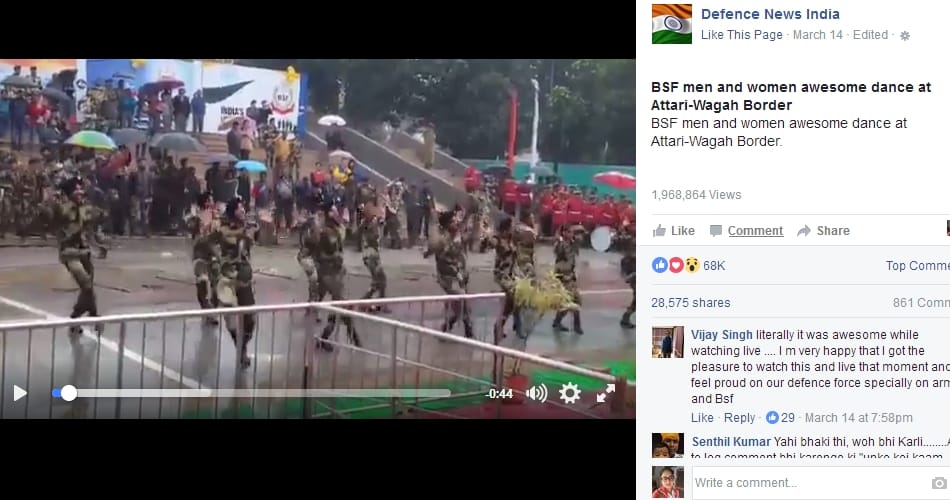 Punjabi Dance performance by BSF male female soldiers at Wagah Border viral on Youtube