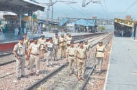 rpf, and, jrp, railwey, station, flag, march
