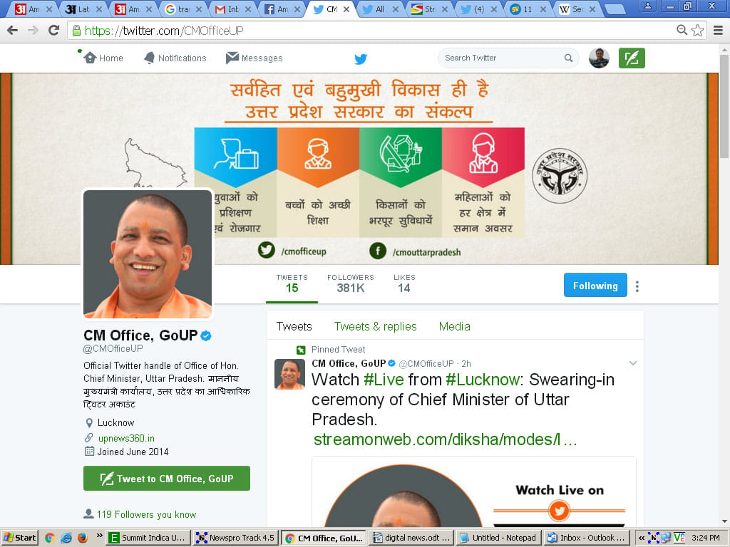 new cm yogi adityanth top trending  on social media