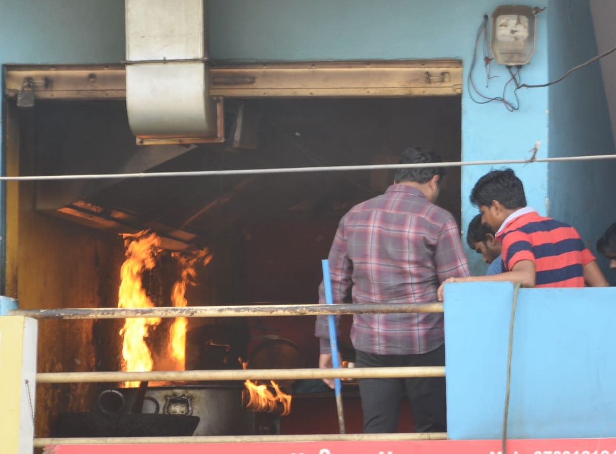 Fire in the food corner.