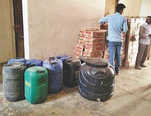 police raid. captured duplicate wine