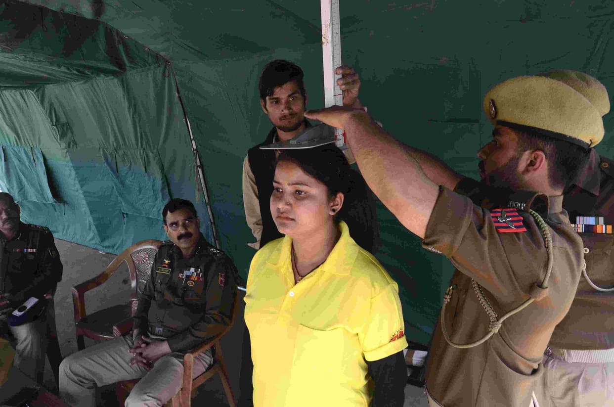 girls participated in police recruitment process in jammu
