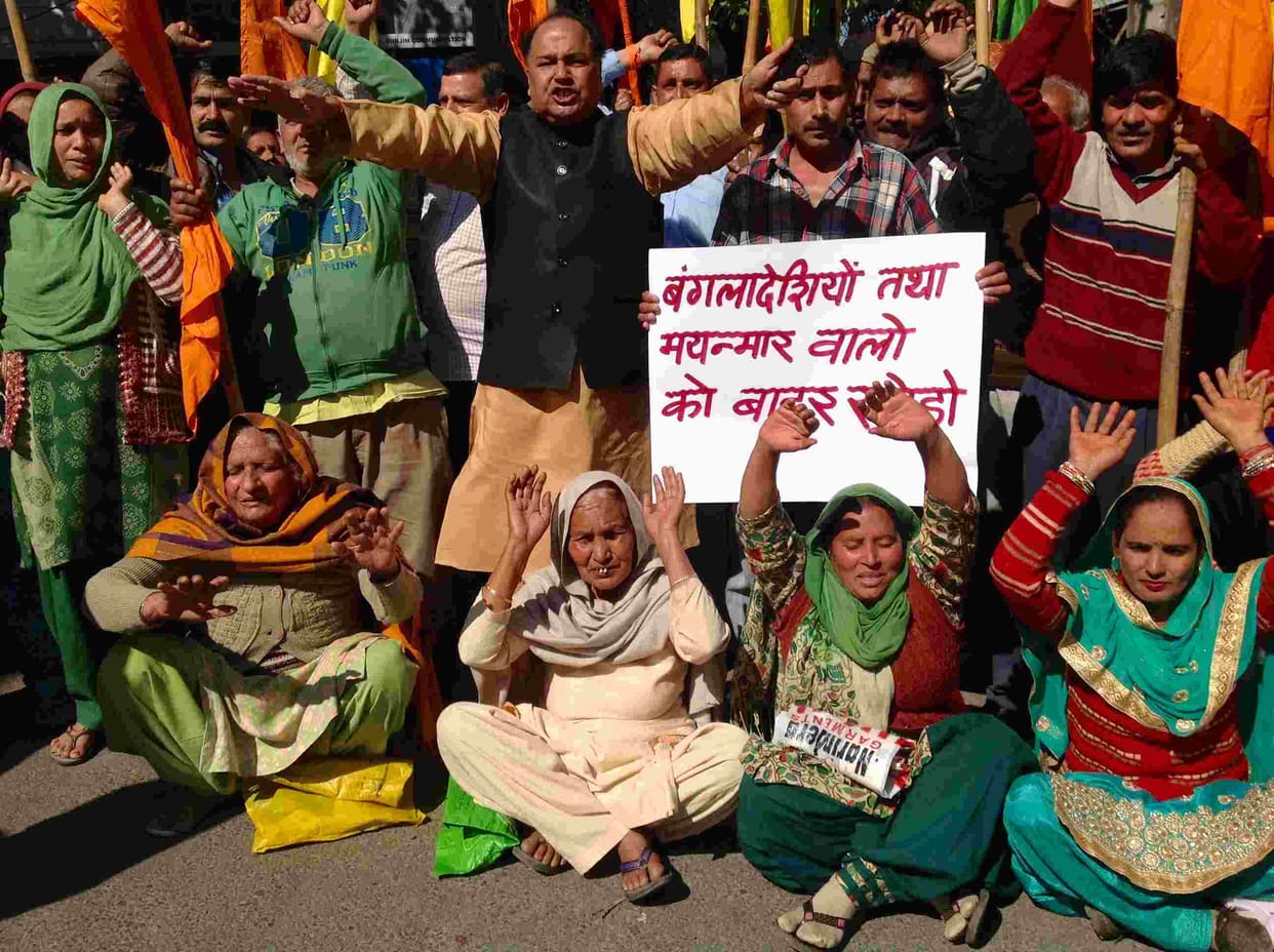 protests for making rohingya residents out from jammu and kashmir