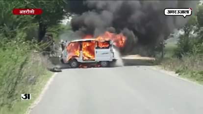 Car burnt in atrauli 