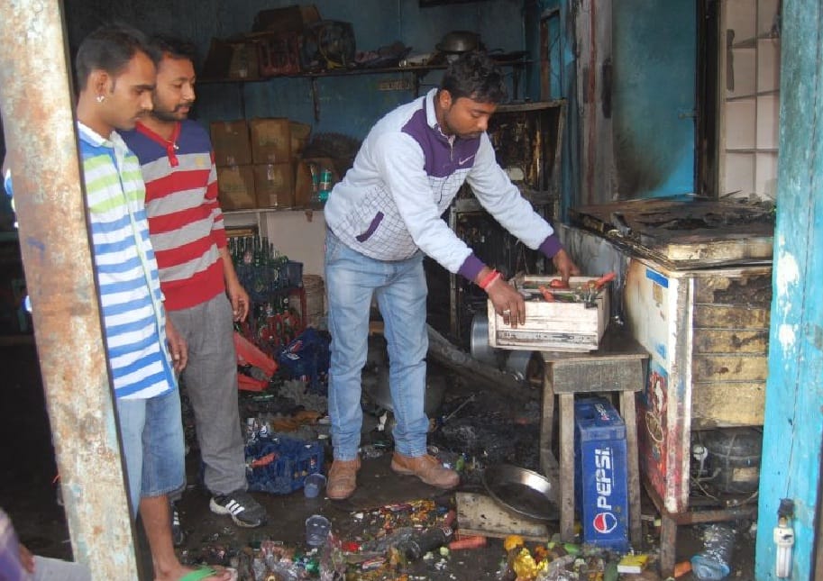  Fire brigade, residual ashes