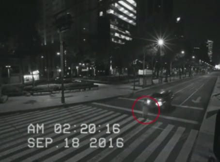 CCTV footage show the ghost on the road