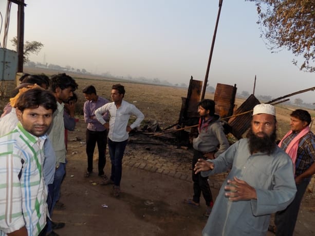 Three meat shops set to fire in Hathras