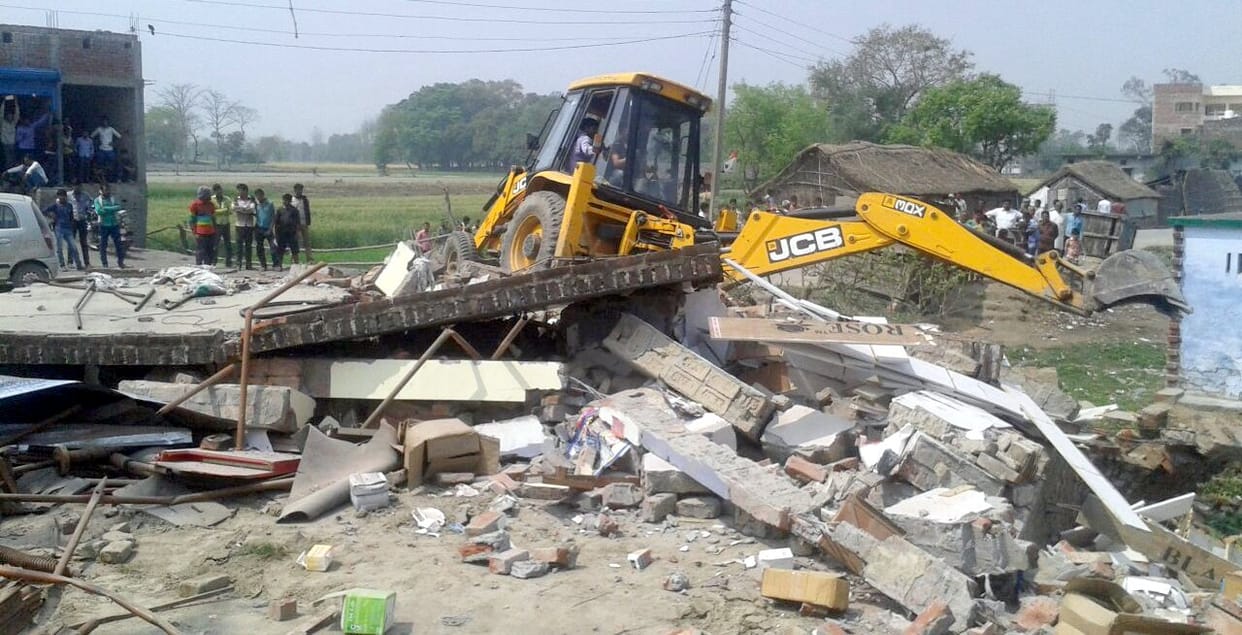 Gargi JCB in the blaze, removed encroachment