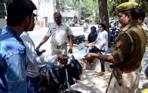 Police in action, masked