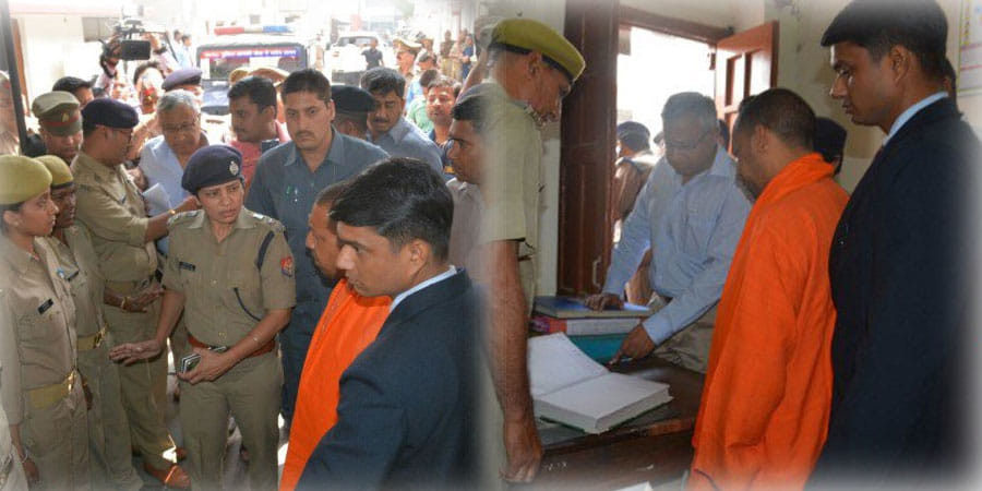 What happened to the CM Yogi when suddenly came to the police station