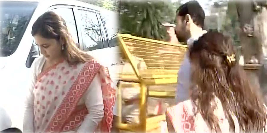 Aparna Yadav and Prateek Yadav arrive at VVIP Guest House to meet CM Yogi Adityanath