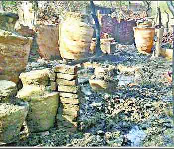 Burn six houses and goods