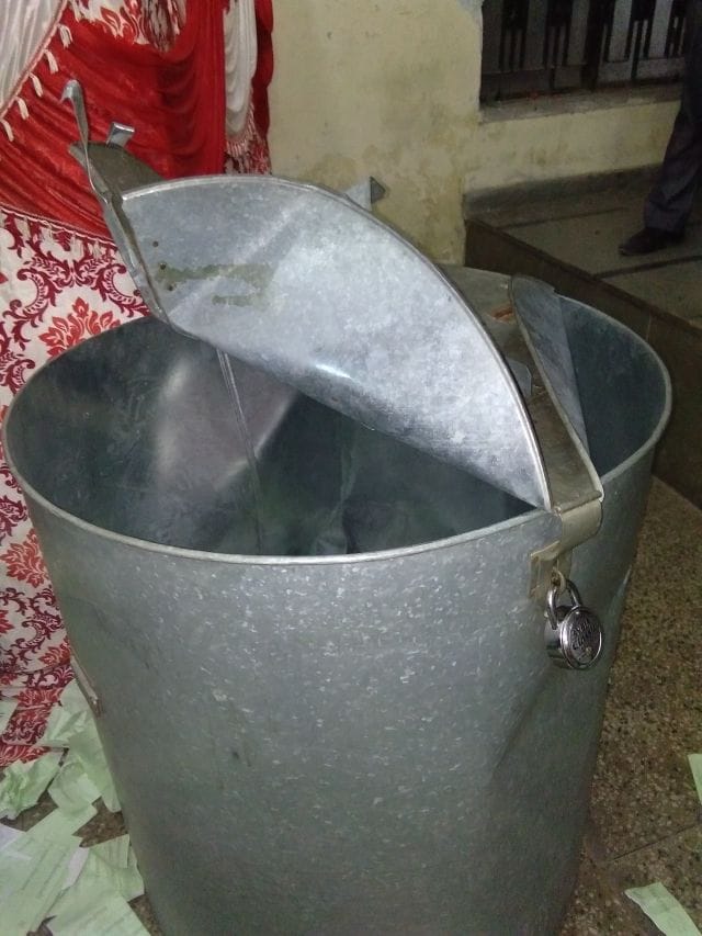 Ballot papers, ballot box, bar polls canceled