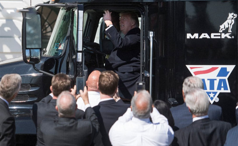Pictures Of Donald Trump's truck driving