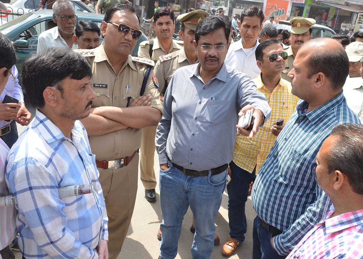 Encroachment removed drive on Delhi-Meerut road.