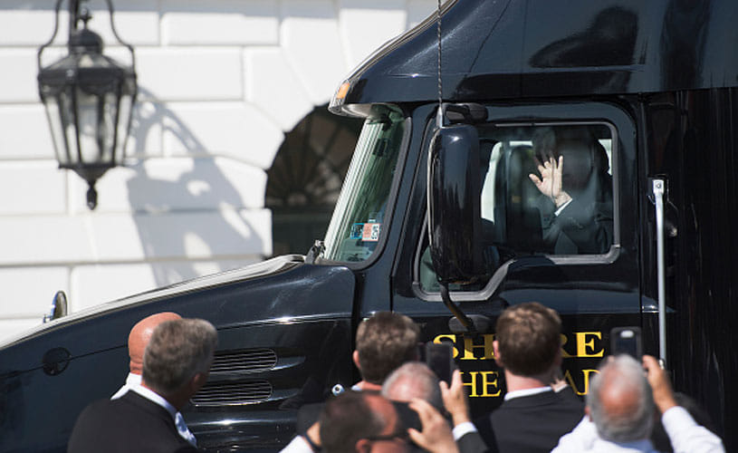 Pictures Of Donald Trump's truck driving