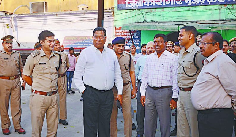 Officials inspect the jail