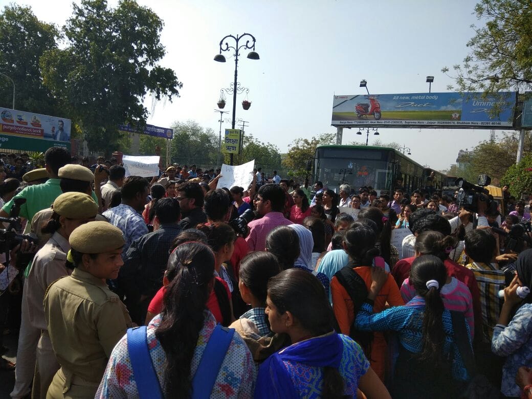 girls student protest in case of warden alleged 