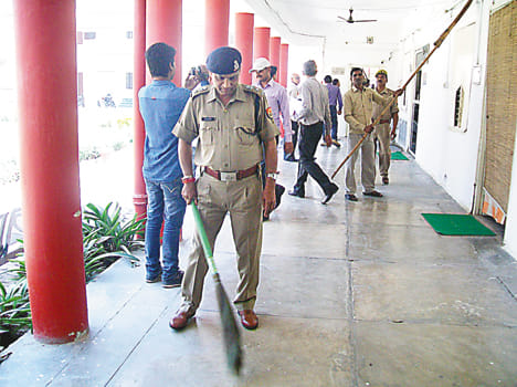 Policeman in action