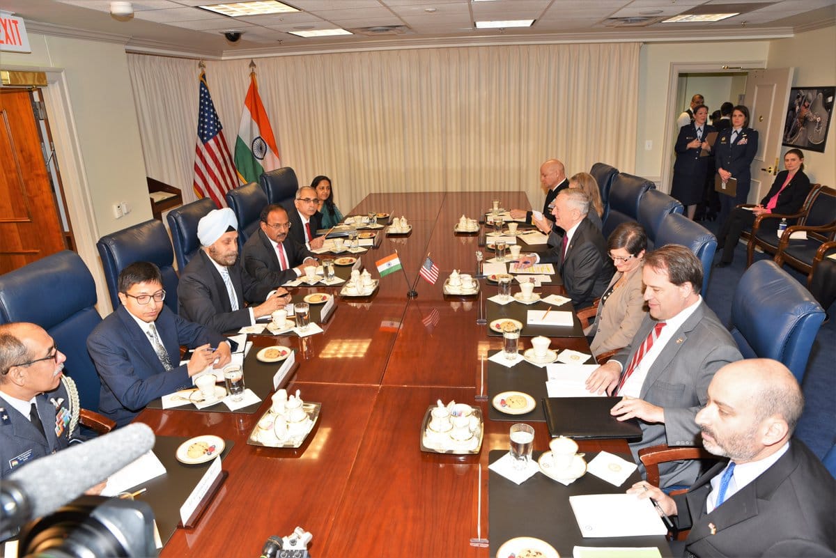 NSA Ajit Doval held talks with us defence secretary James N.Mattis at Pentagon in Washington DC