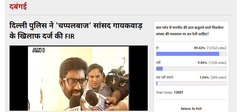   amar ujala poll: Almost 90 percent readers vote MP Ravindra Gaikwad membership should be cancelled