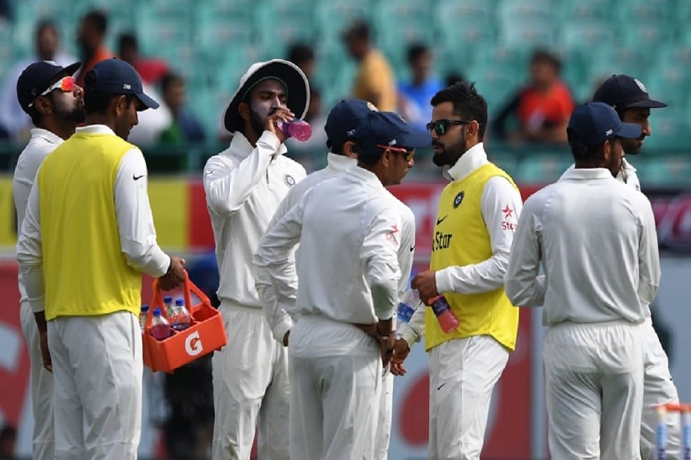 Dharamsala Test: injured Kohli bringing teammates drinks